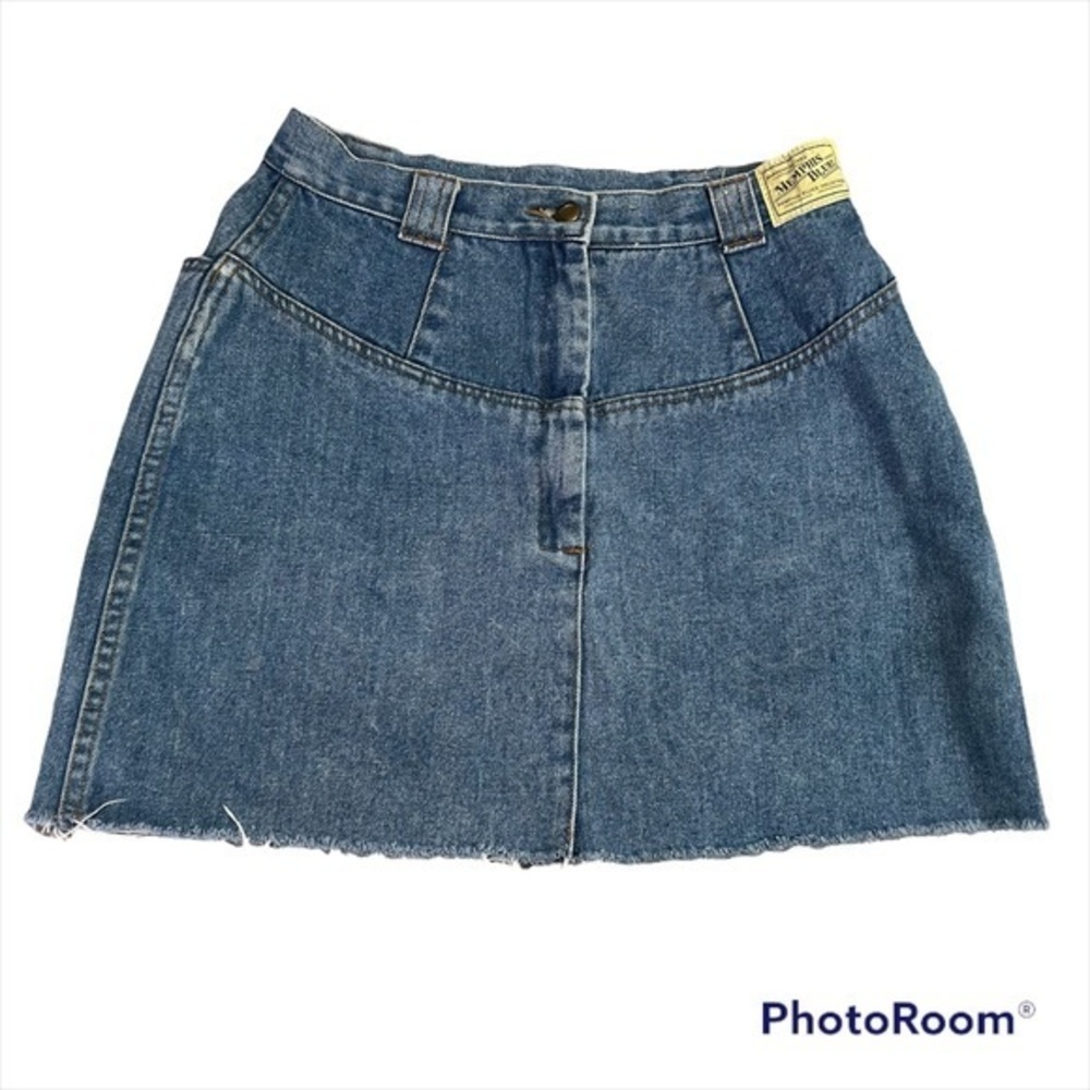Vintage denim skirt Memphis blues raw hem size 11